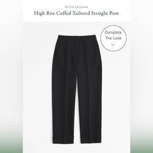 Abercrombie & Fitch High Rise Cuffed Tailored Straight Pant 30 Regular Black